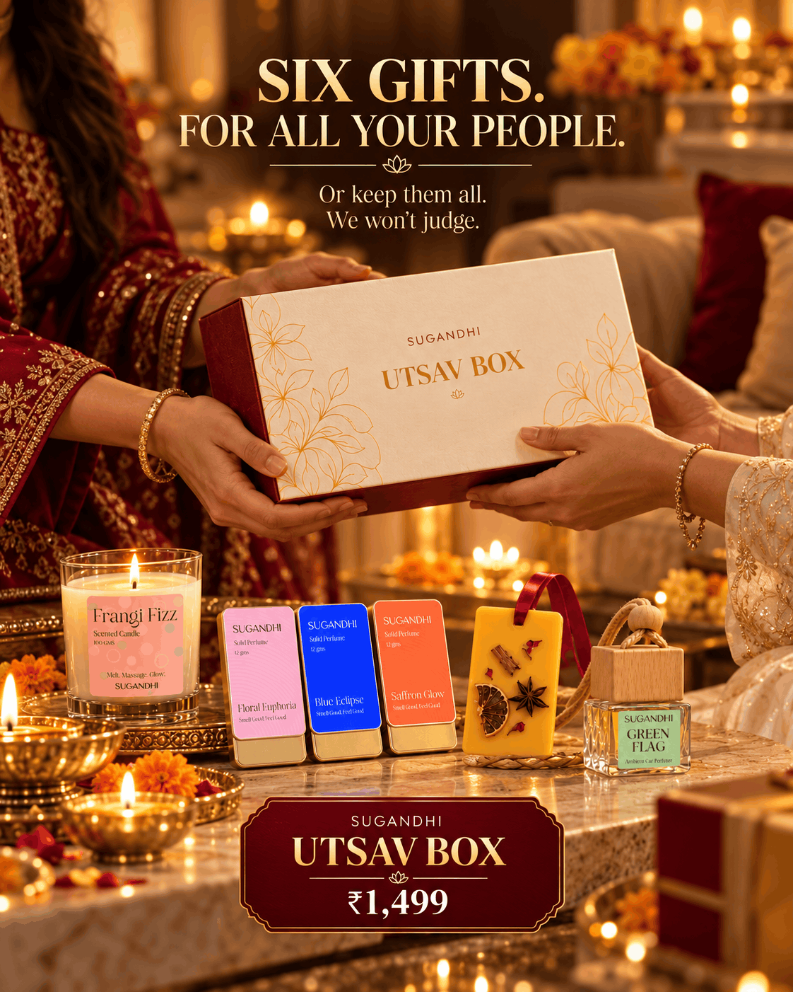 Diwali Utsav Box – 6 Fragrances for Home, Car & Family