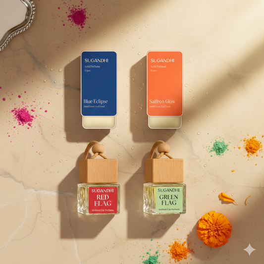Holi Mood Switch (2 Solid Perfume + 2 Car Perfumes)